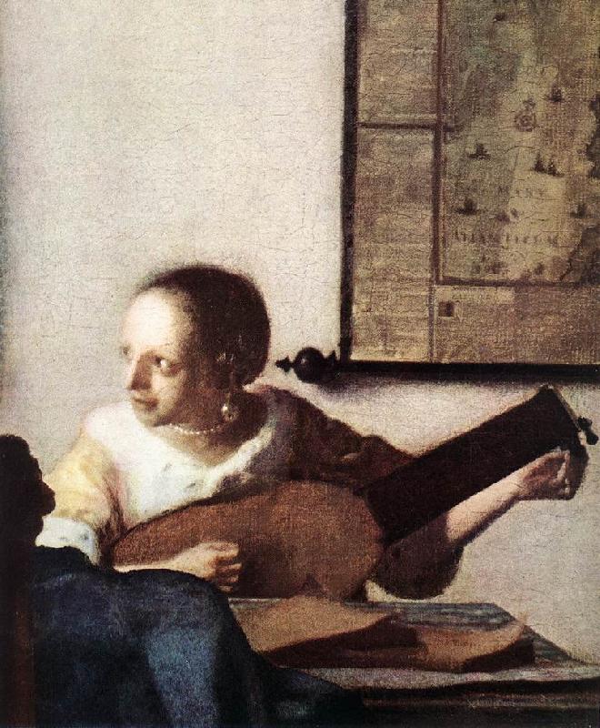 VERMEER VAN DELFT, Jan Woman with a Lute near a Window (detail) wt France oil painting art